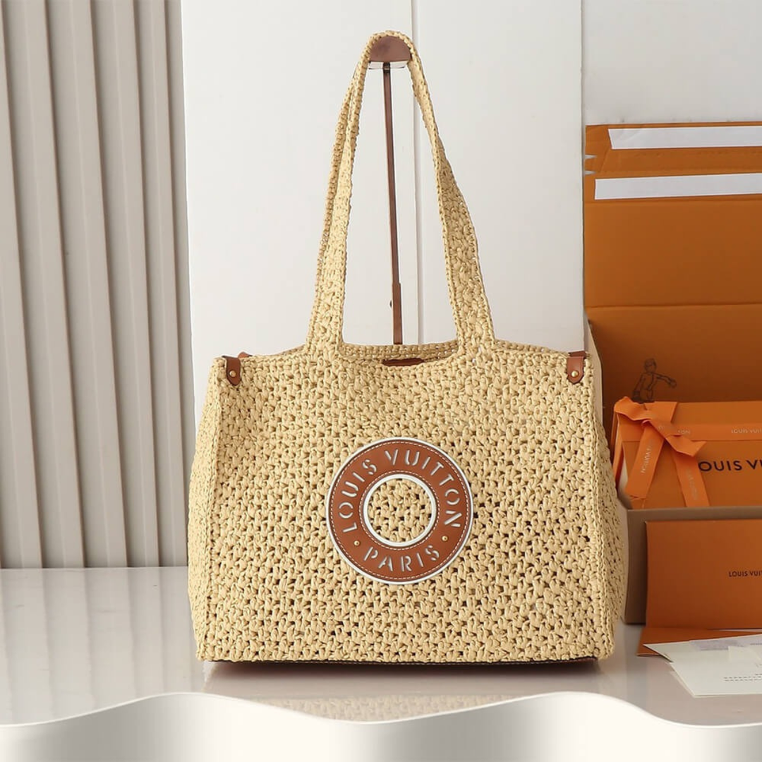 Louis Vuitton – Bolso OnTheGo MM «By The Pool» de rafia